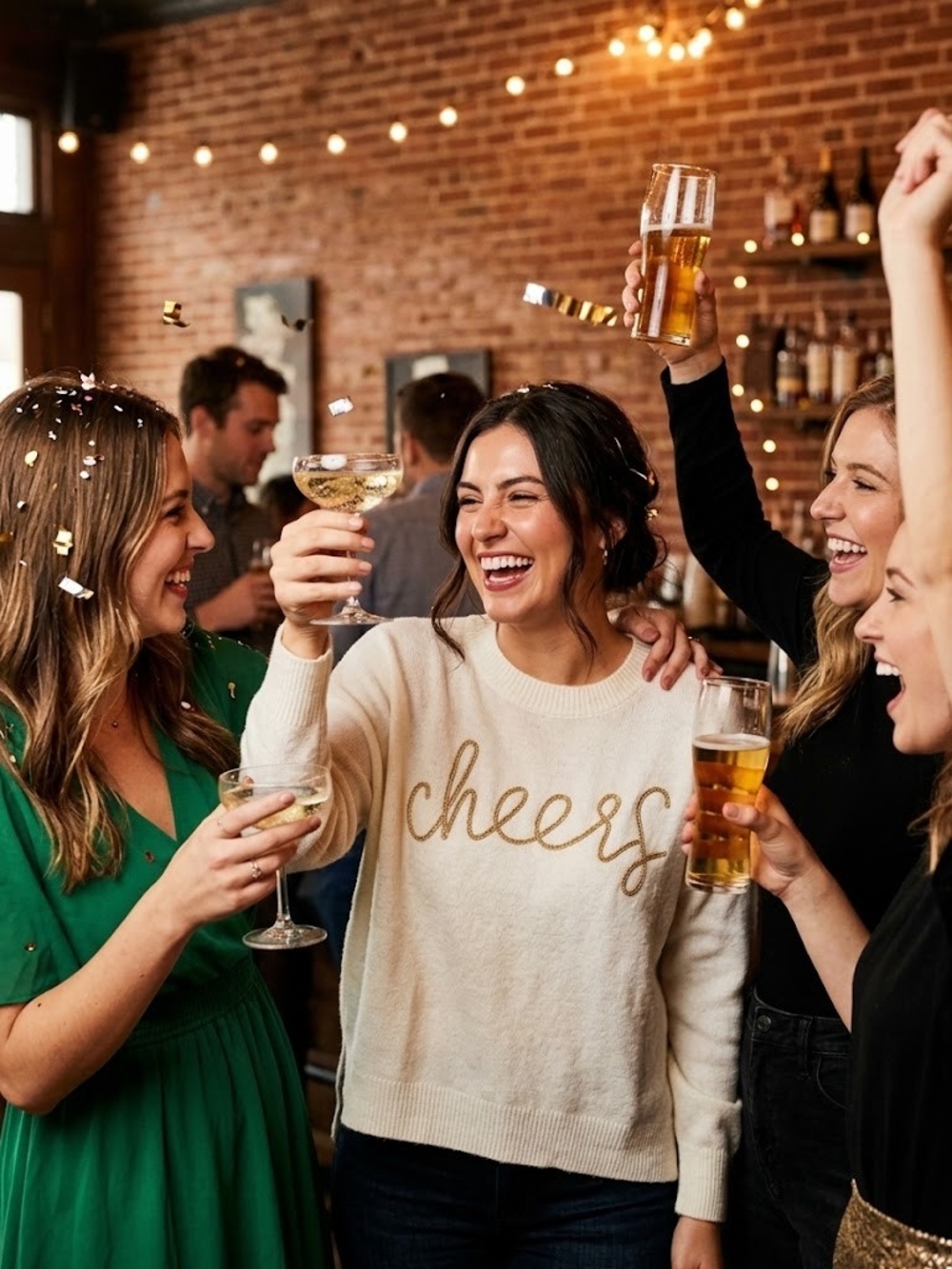 Vince Camuto Cream 'cheers' Knit Sweater with Gold Script
